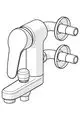 Einhebelmischer mit zwei Anschlüssen, gefertigt von HANSA. Der Wasserhahn verfügt über eine zentrale Griffbedienung und ist in Chrom-Optik gehalten.